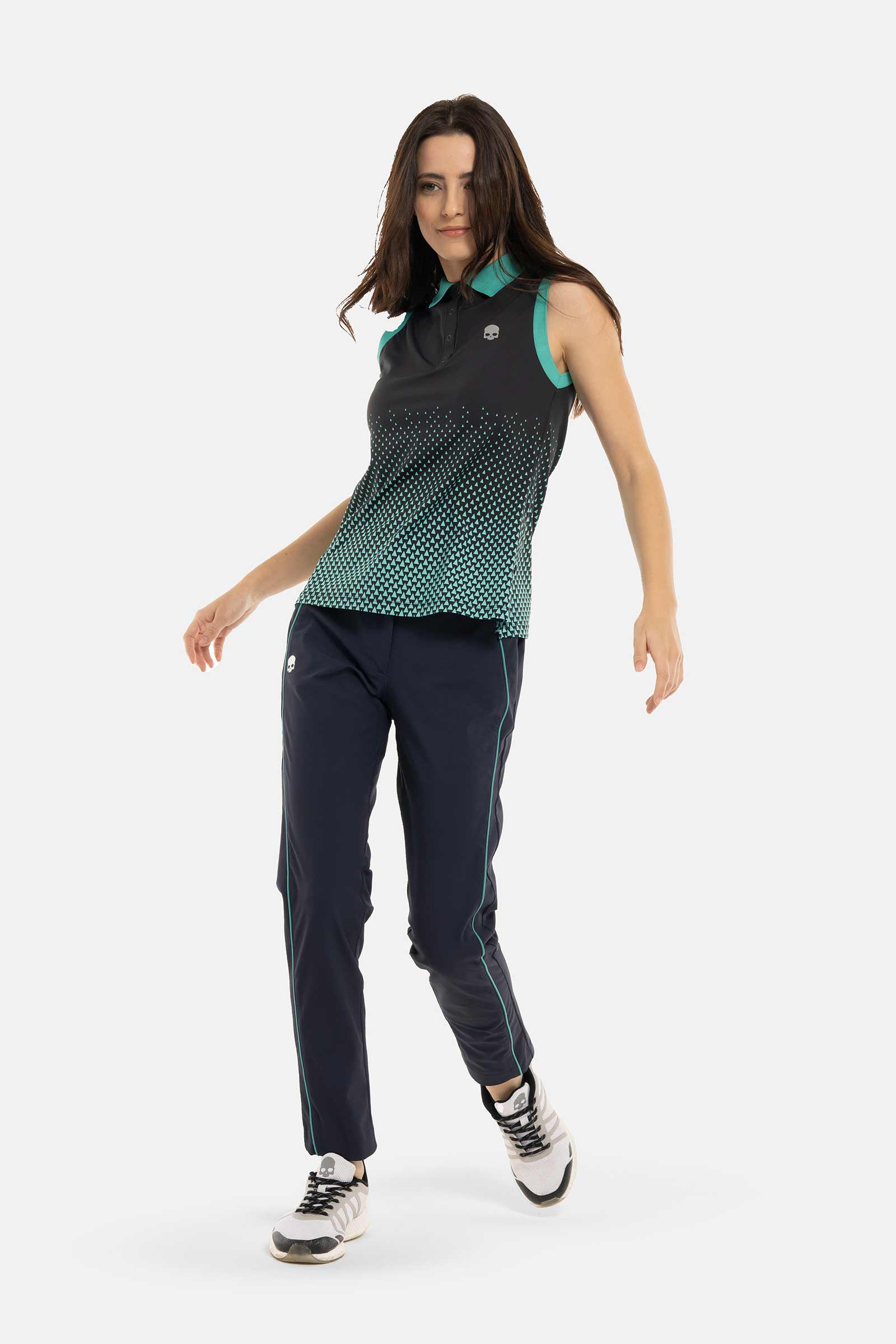 GEOMETRIC DEGRADE’ TECH SLEVELESS POLO - BLACK,GREEN - Hydrogen - Luxury Sportwear