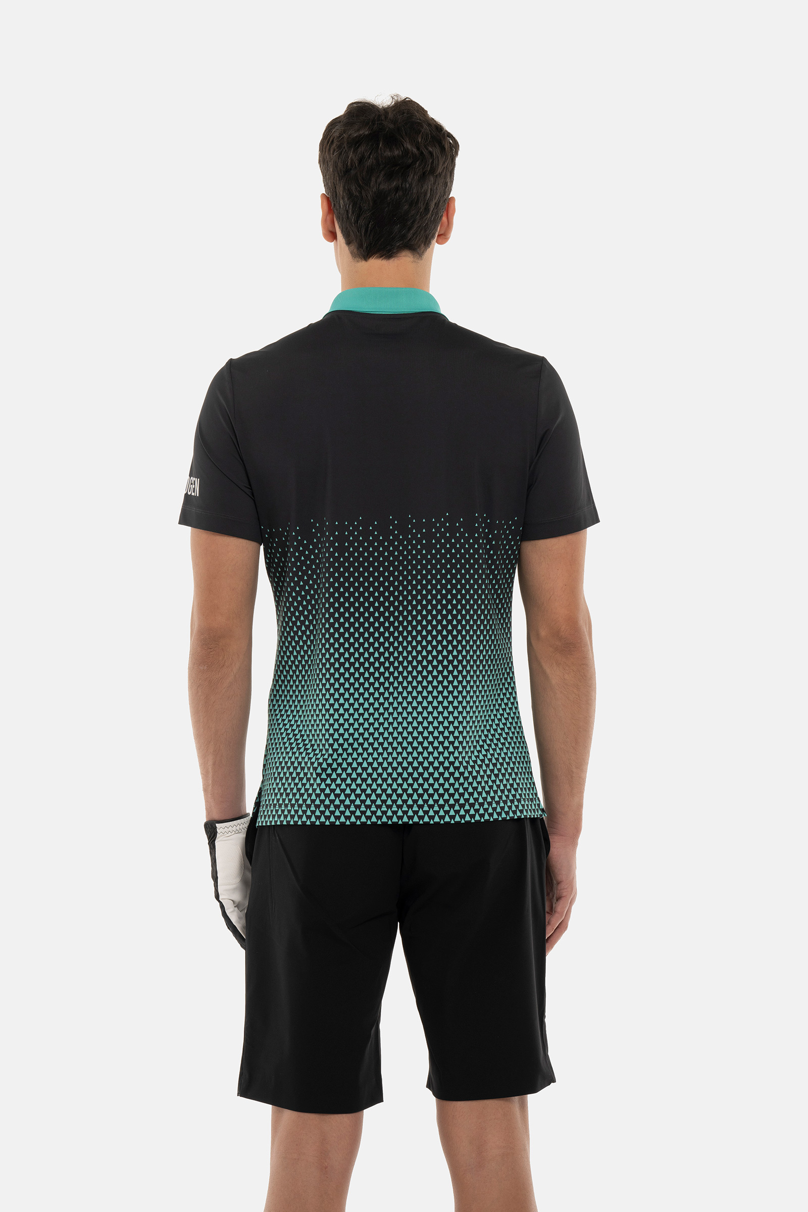 GEOMETRIC DEGRADE’ TECH POLO - BLACK,GREEN - Hydrogen - Luxury Sportwear