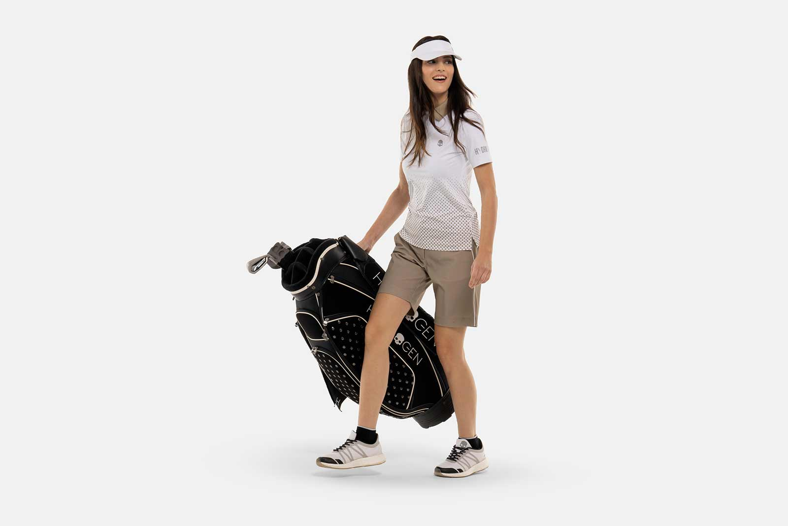 GEOMETRIC DEGRADE’ TECH POLO - WHITE,BEIGE - Hydrogen - Luxury Sportwear