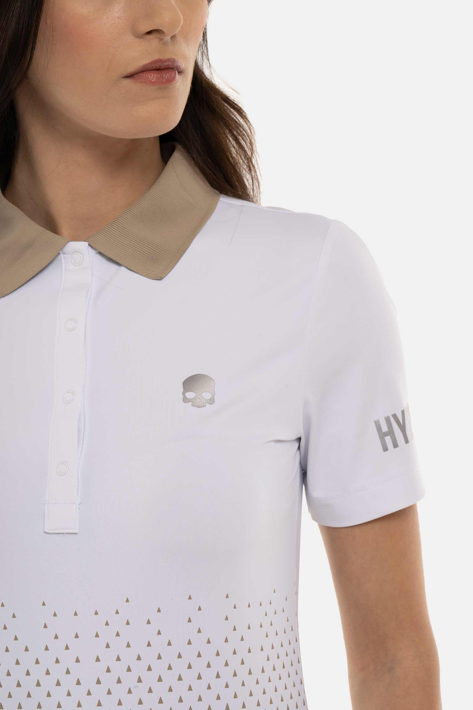 GEOMETRIC DEGRADE’ TECH POLO - WHITE,BEIGE - Hydrogen - Luxury Sportwear