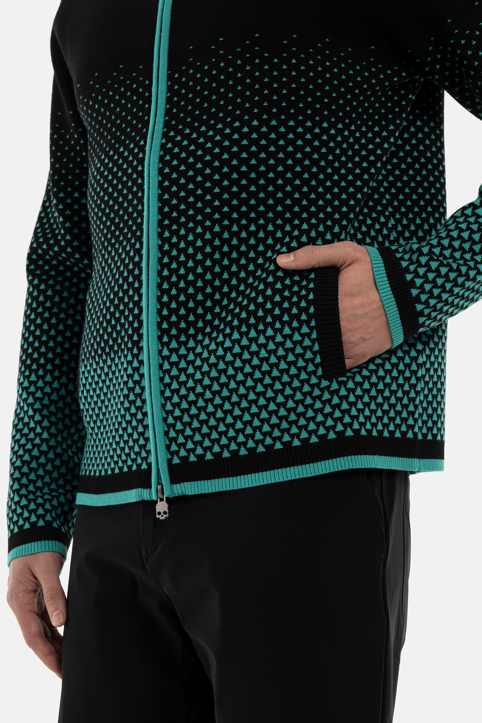 GEOMETRIC DEGRADE’ FZ KNITTED - BLACK,GREEN - Hydrogen - Luxury Sportwear