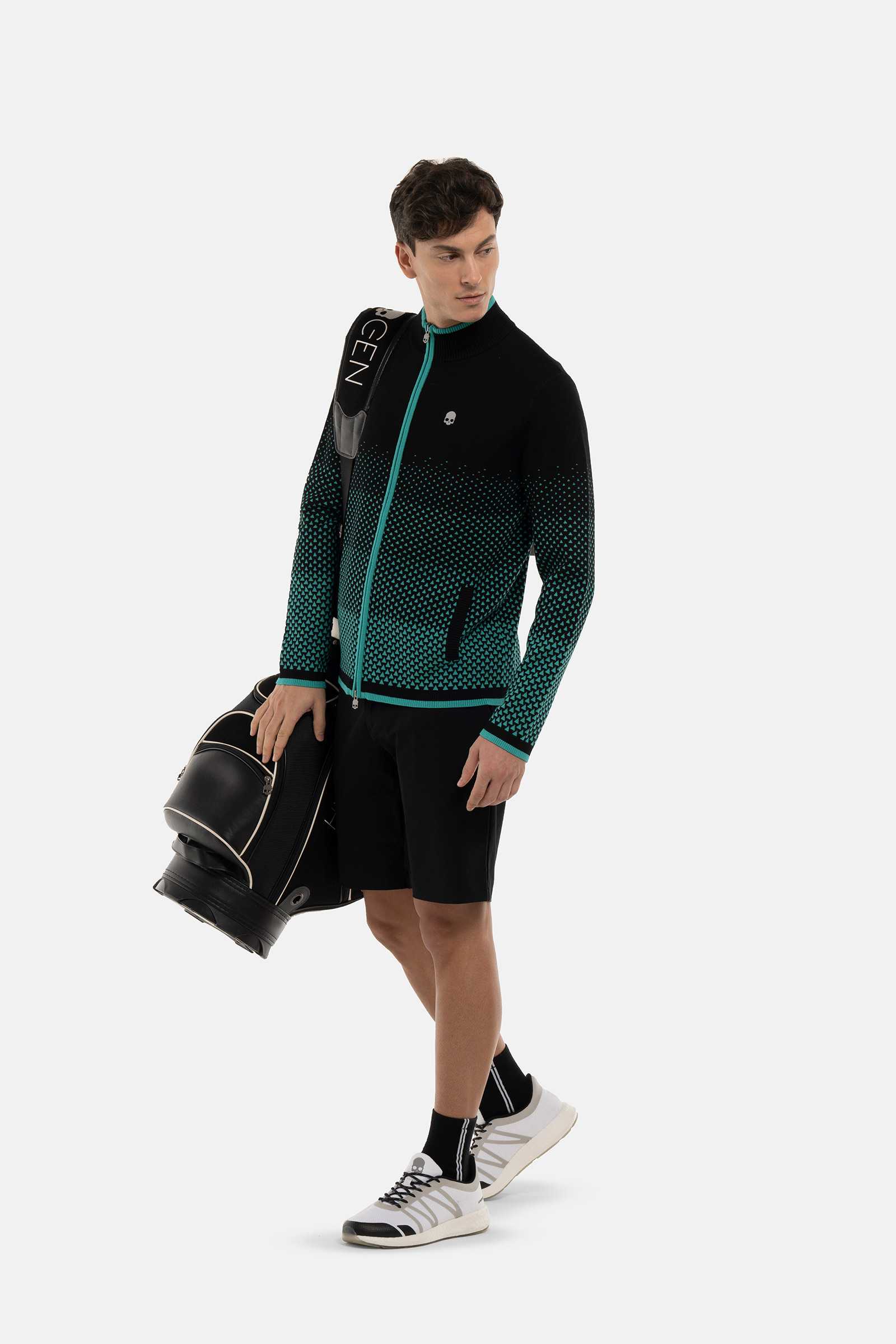 GEOMETRIC DEGRADE’ FZ KNITTED - BLACK,GREEN - Hydrogen - Luxury Sportwear
