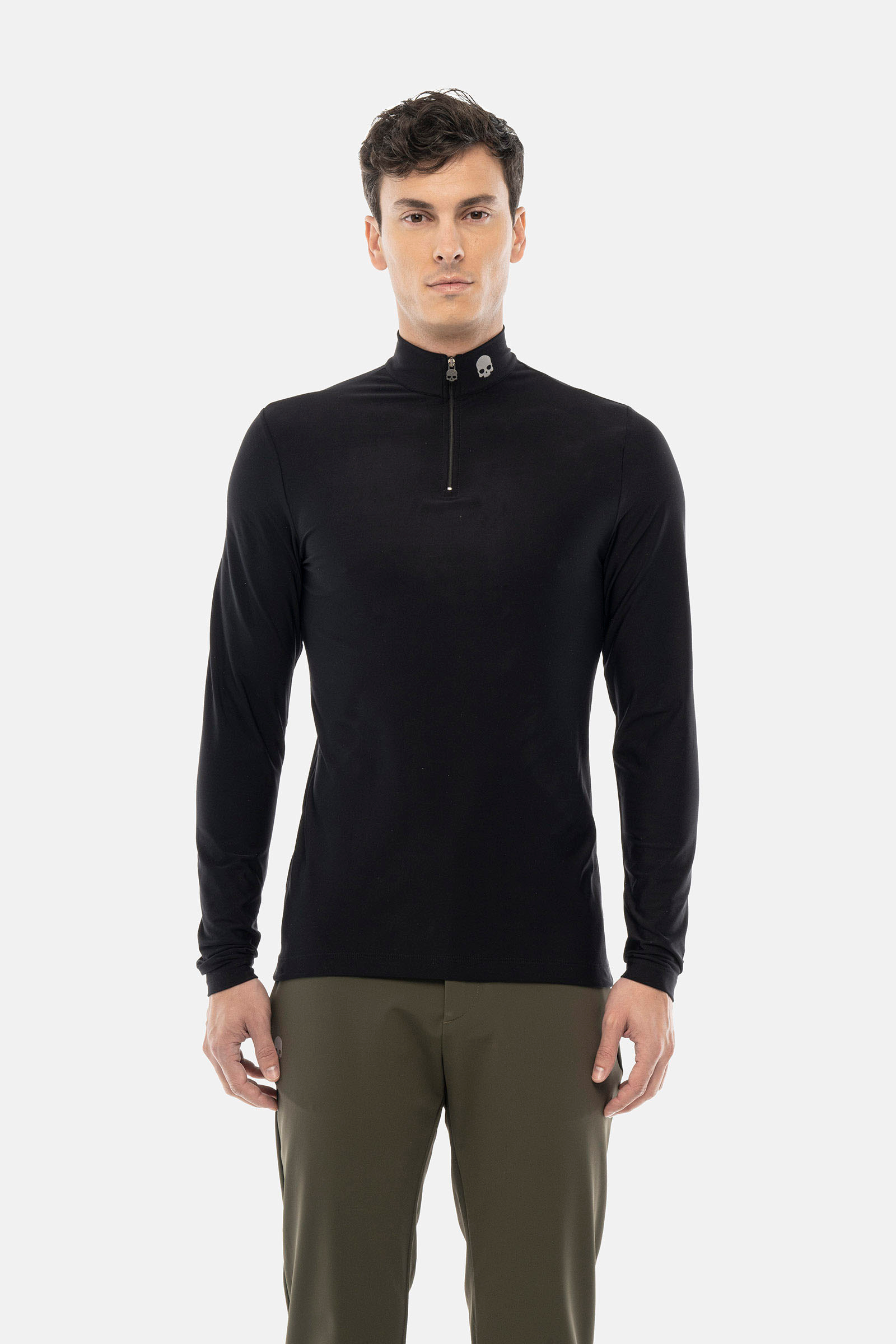 BASIC ZIPPED ROLL NECK LS - Apparel - Hydrogen - Luxury Sportwear