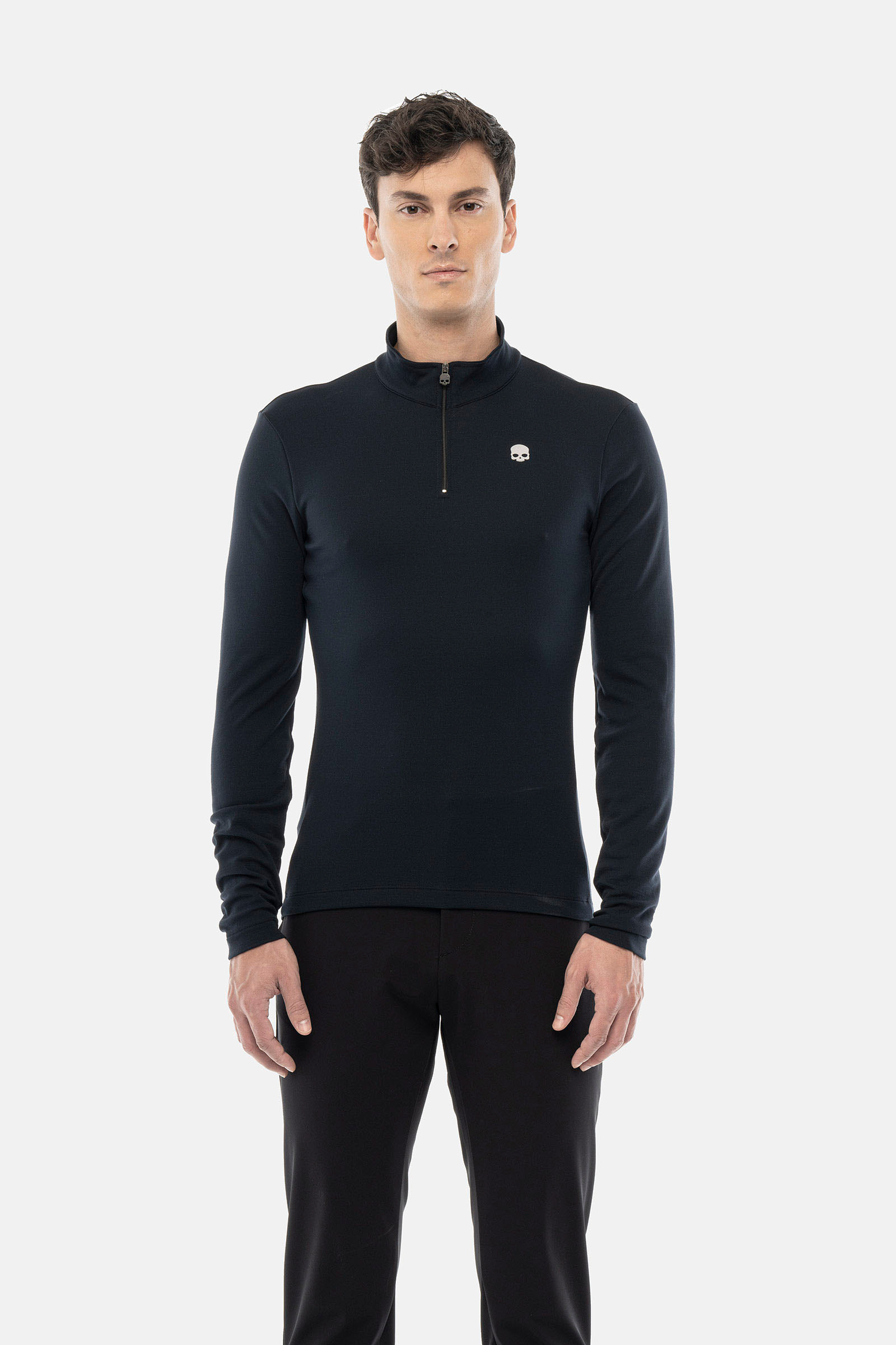 BASIC NEW ZIPPED ROLL NECK LS - Apparel - Hydrogen - Luxury Sportwear