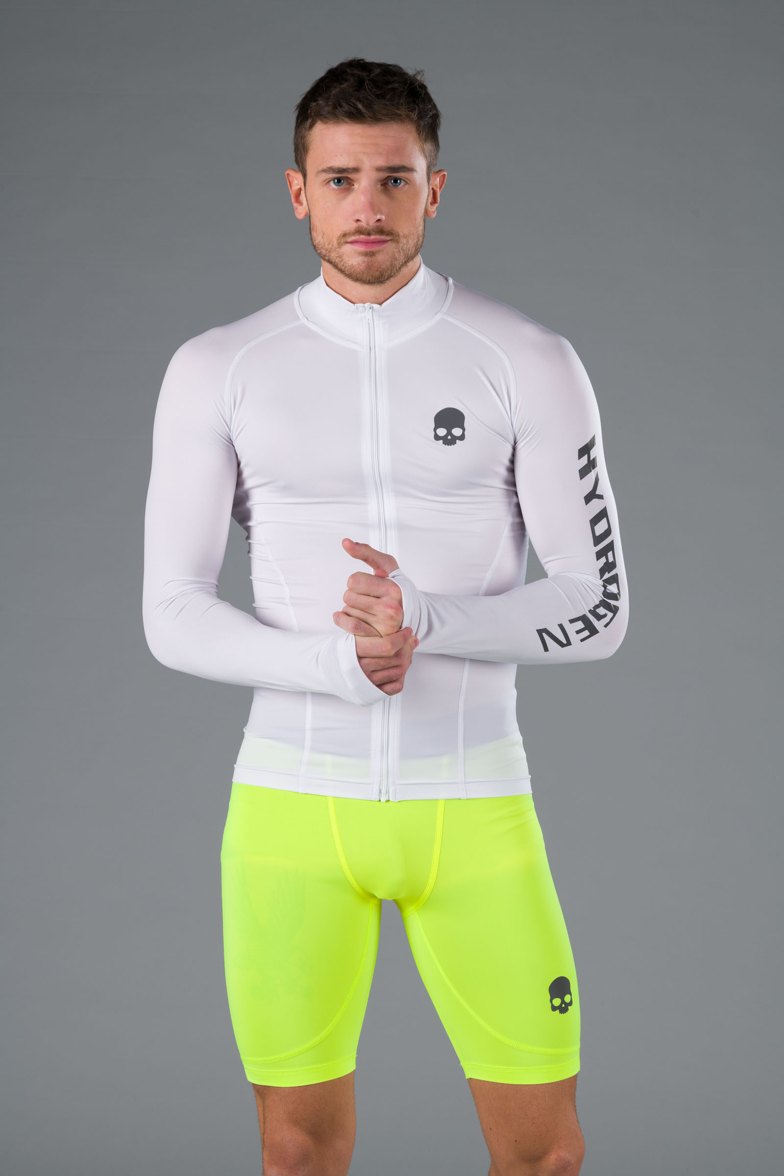ZIPPED SECOND SKIN LS - WHITE - Hydrogen - Luxury Sportwear