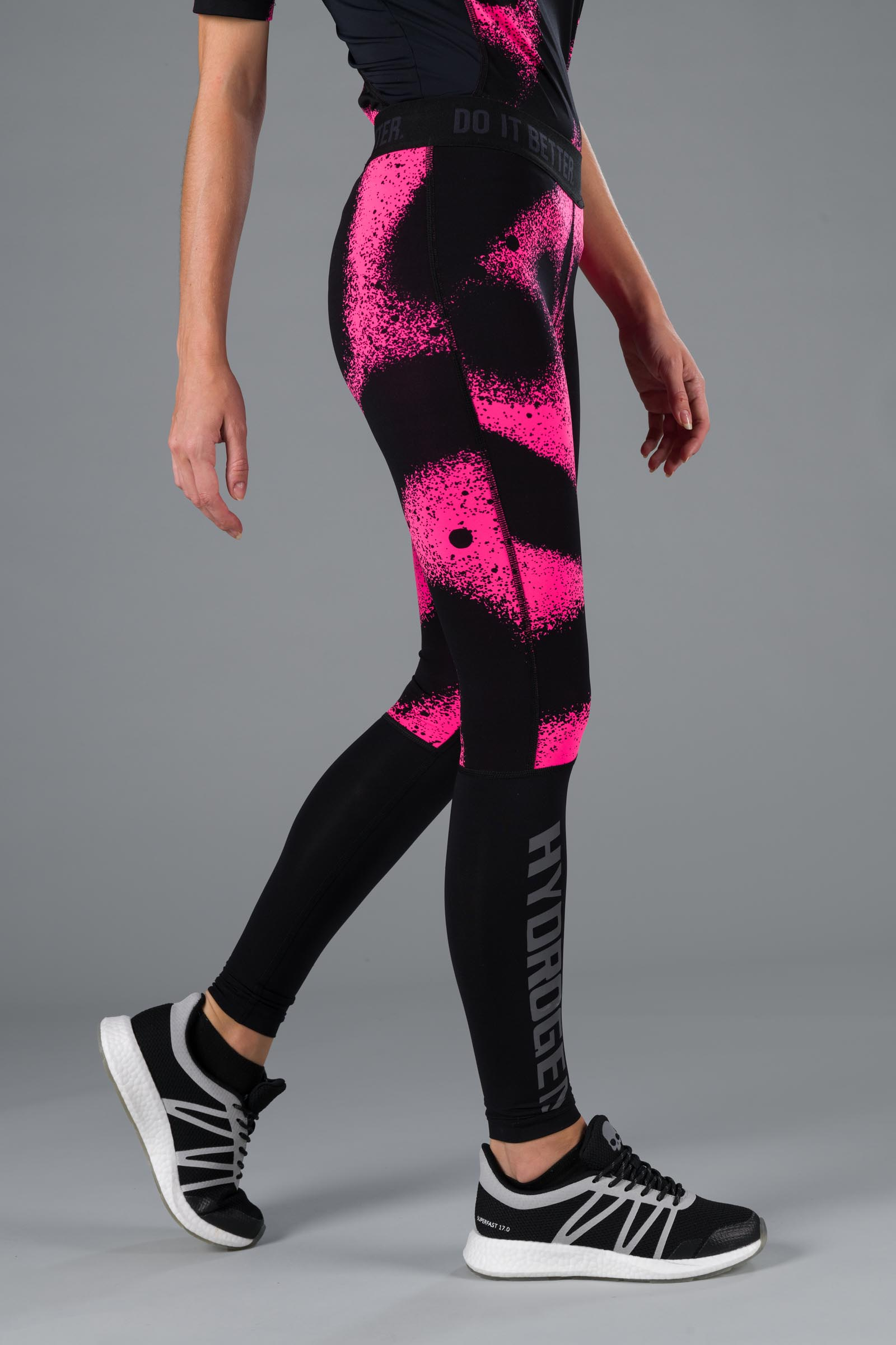 SPRAY LEGGINGS - BLACK,FLUO FUCHSIA - Hydrogen - Luxury Sportwear
