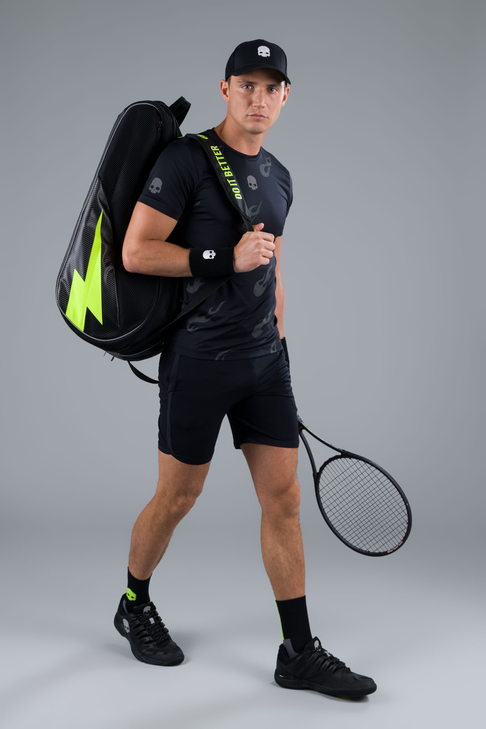 FLAMES TECH TEE - BLACK - Hydrogen - Luxury Sportwear