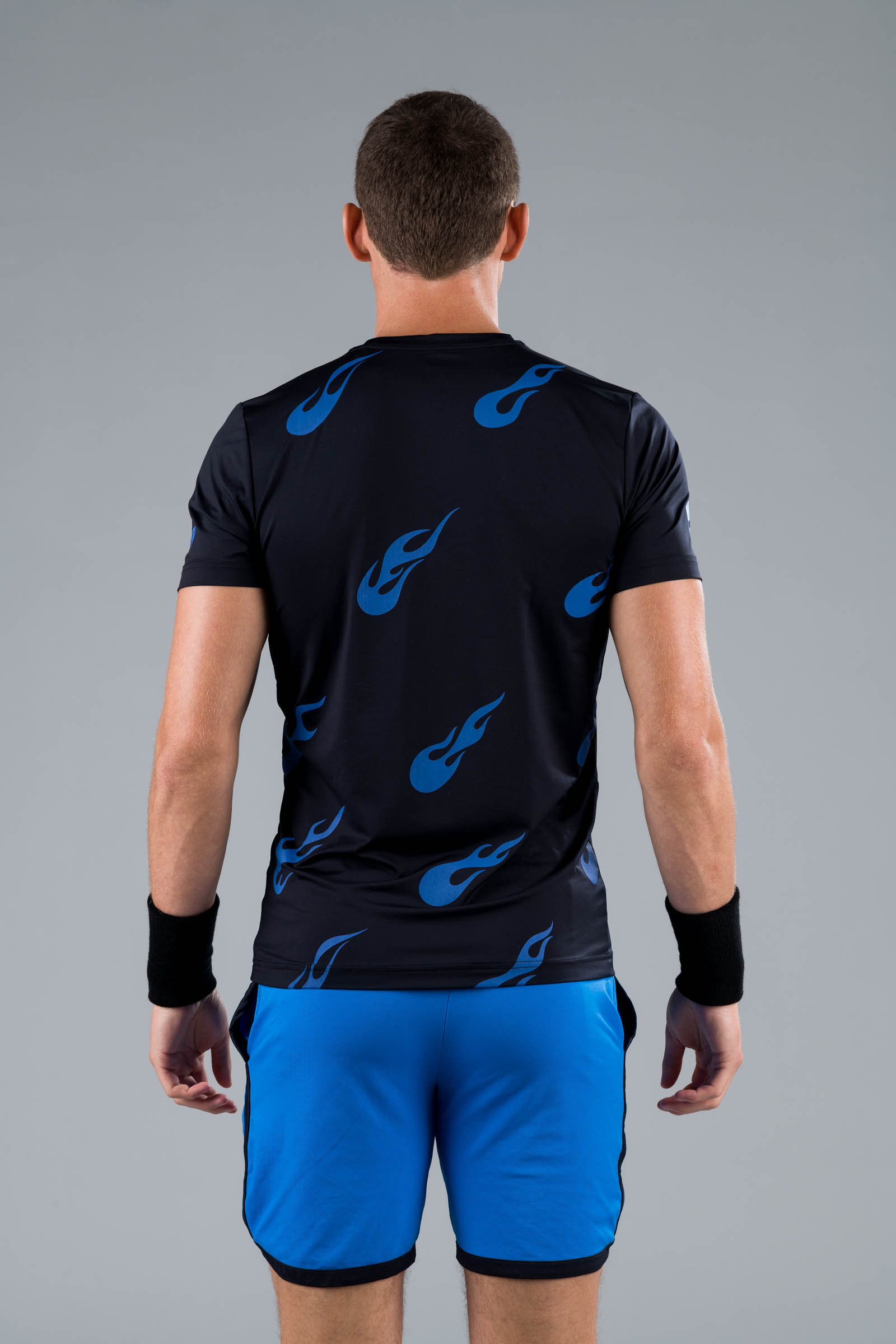 FLAMES TECH TEE - BLACK/BLUETTE - Abbigliamento sportivo | Hydrogen