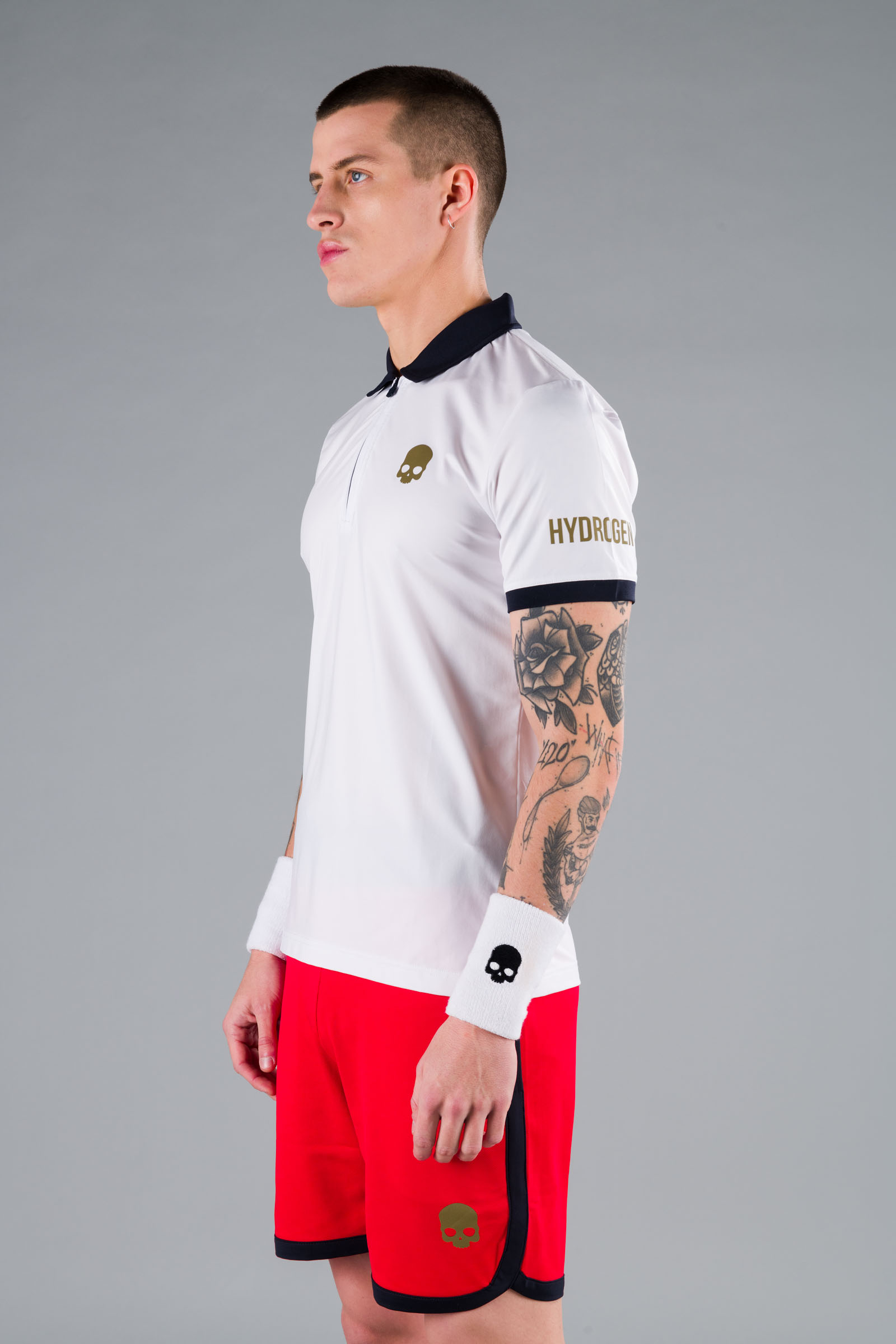 HALF ZIP TECH TEE - BLUE NAVY,WHITE - Hydrogen - Luxury Sportwear