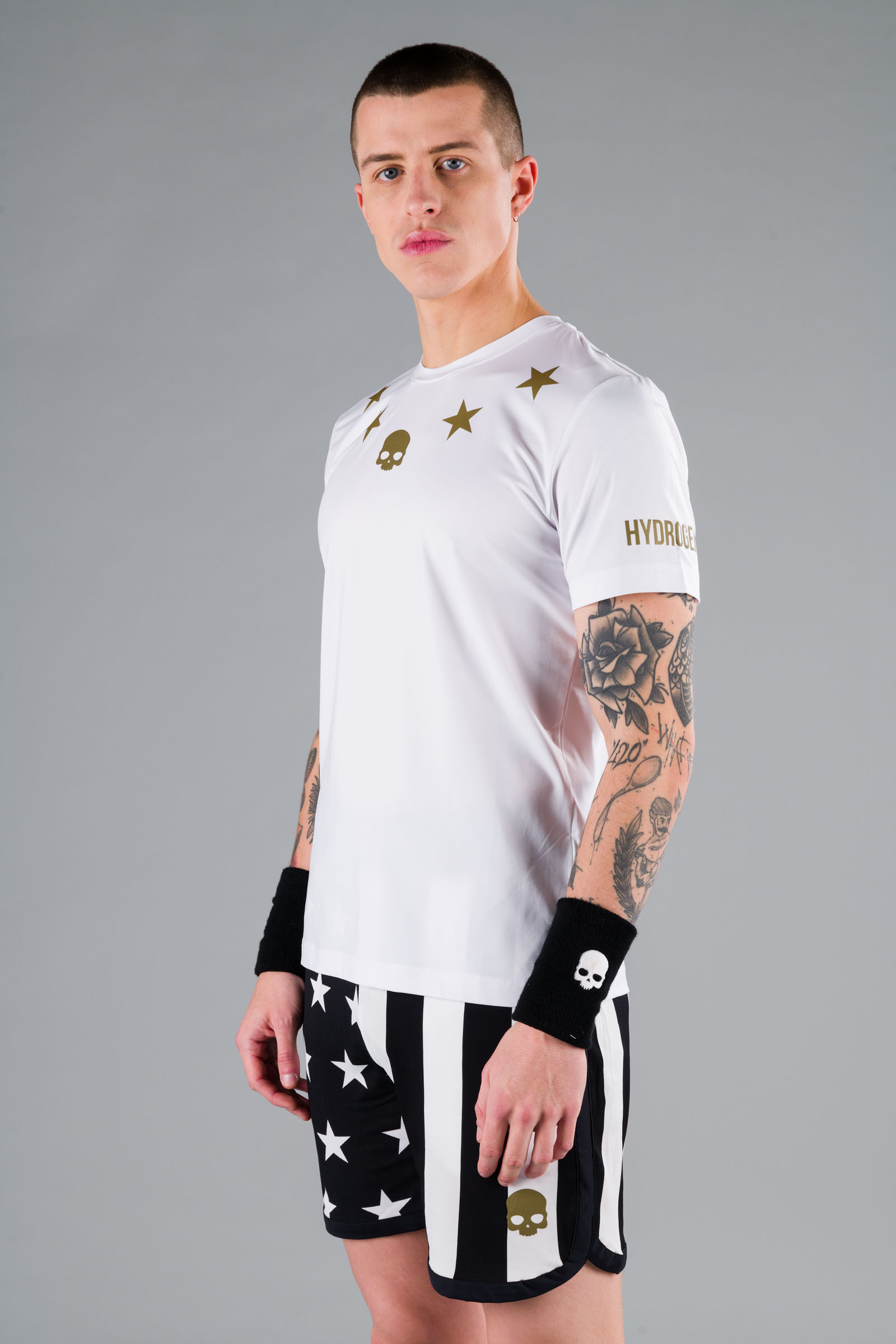 STAR TECH TEE - GOLD,WHITE - Hydrogen - Luxury Sportwear