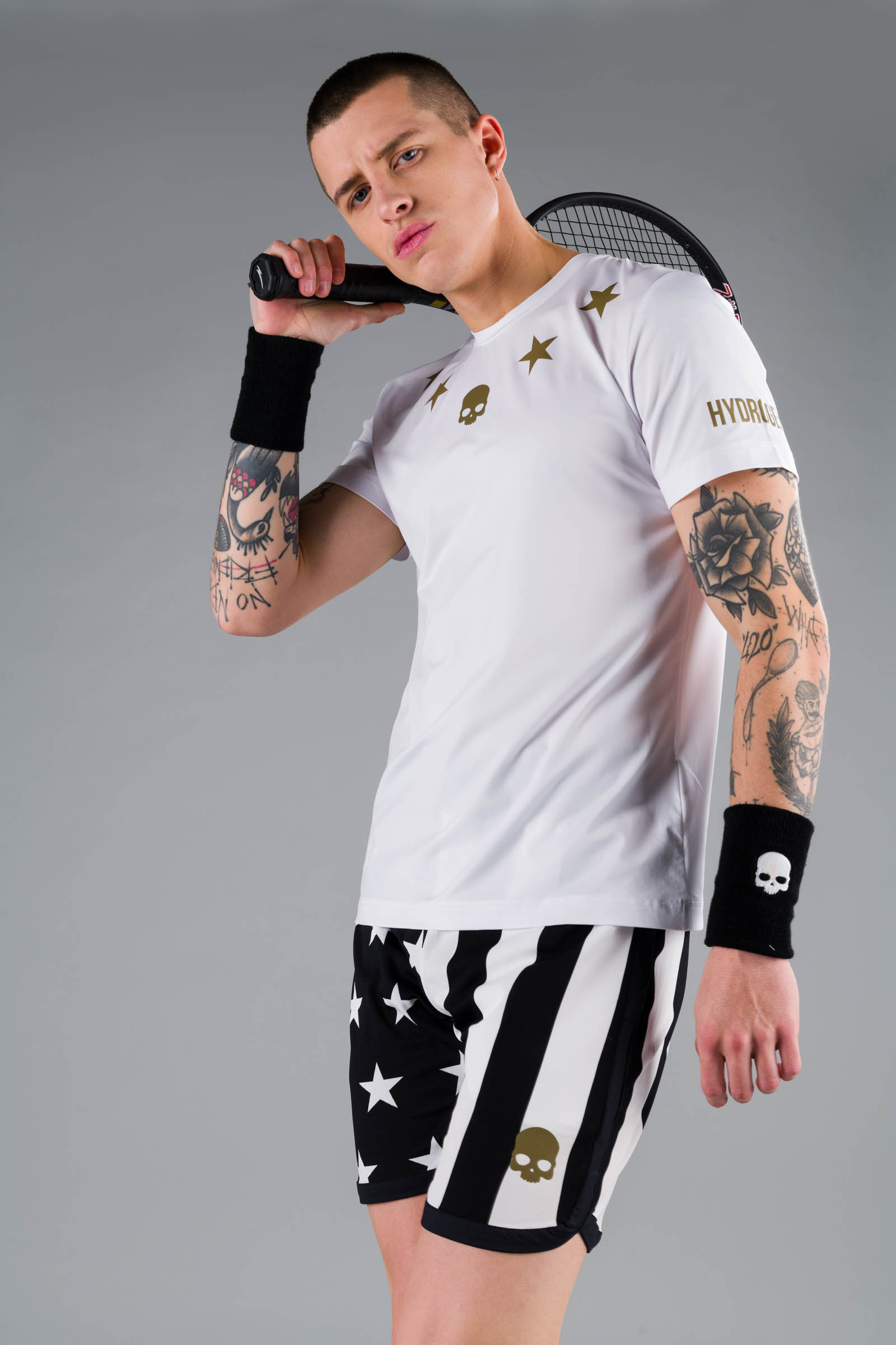 STAR TECH TEE - GOLD,WHITE - Hydrogen - Luxury Sportwear