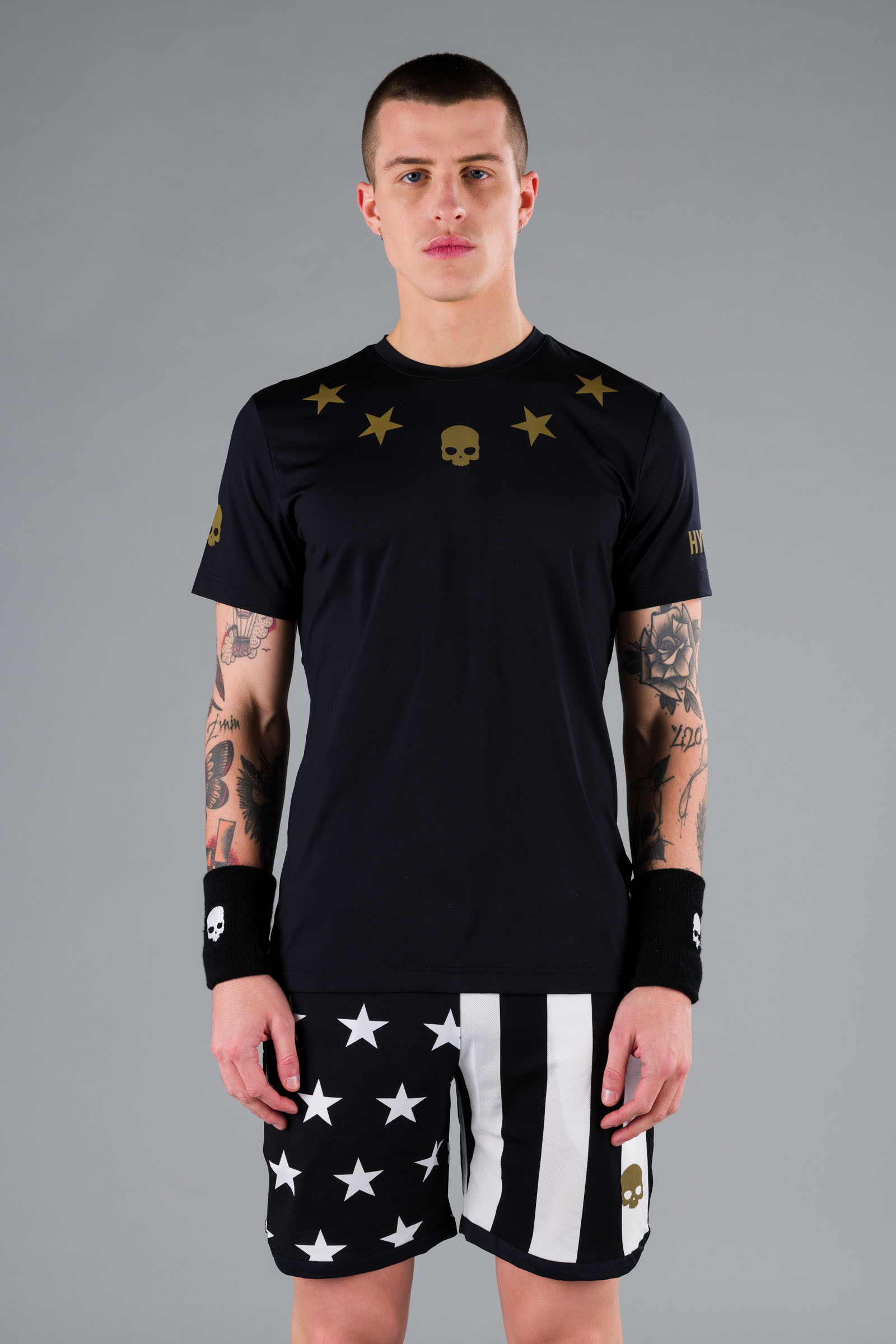 STAR TECH TEE - BLACK,GOLD - Hydrogen - Luxury Sportwear