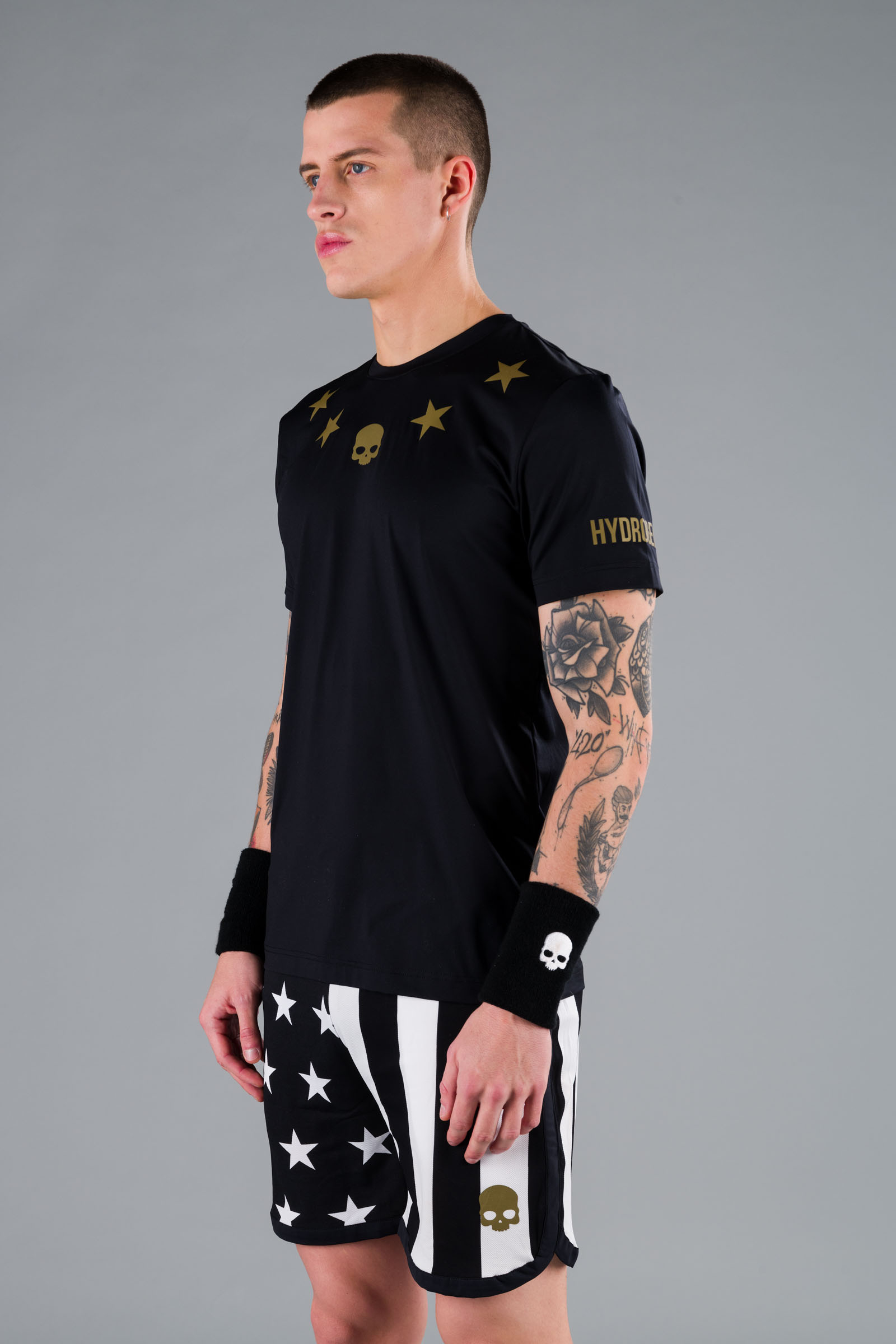 STAR TECH TEE - BLACK,GOLD - Hydrogen - Luxury Sportwear