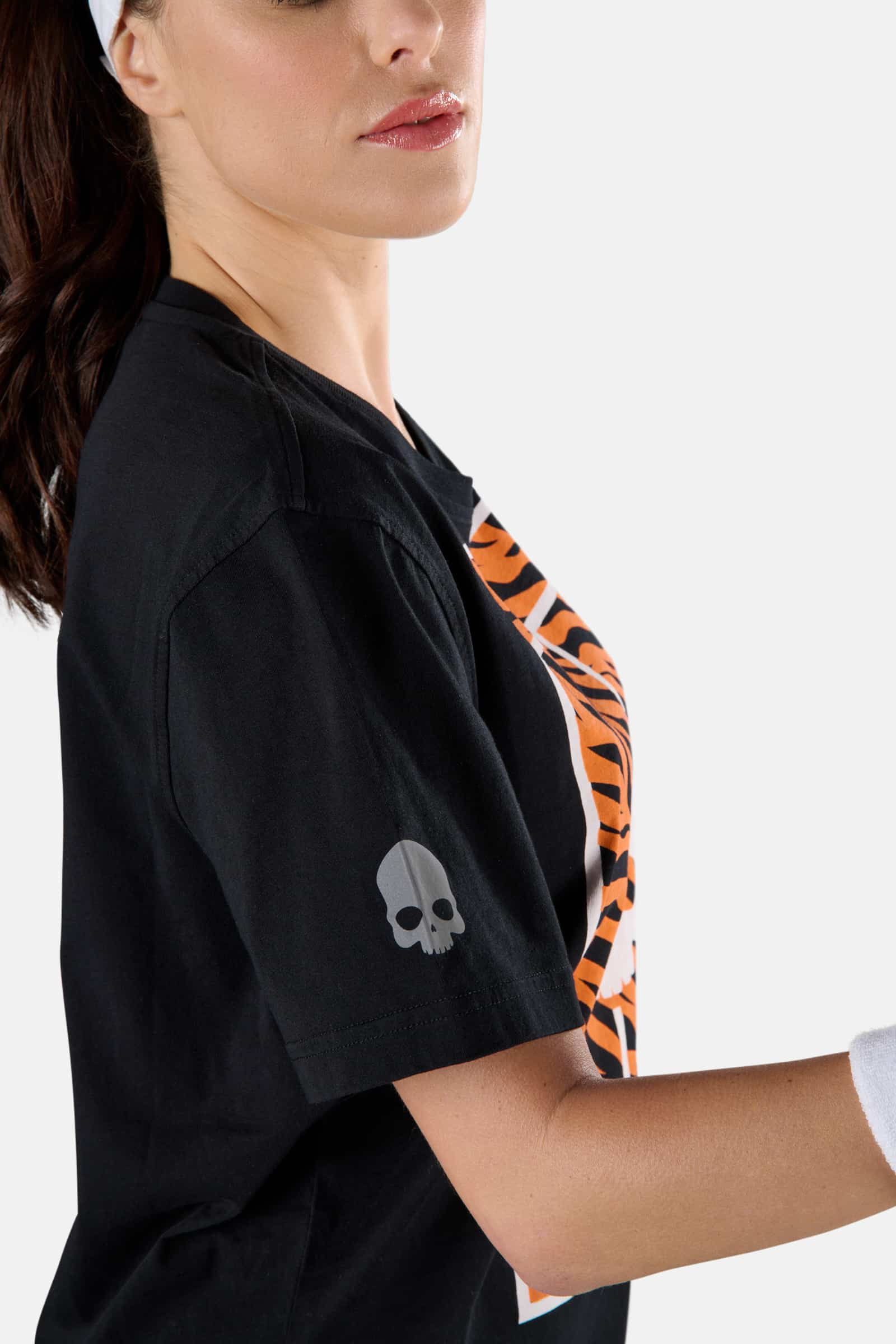 TENNIS COURT COTTON TEE - BLACK,ORANGE TIGER - Hydrogen - Luxury Sportwear