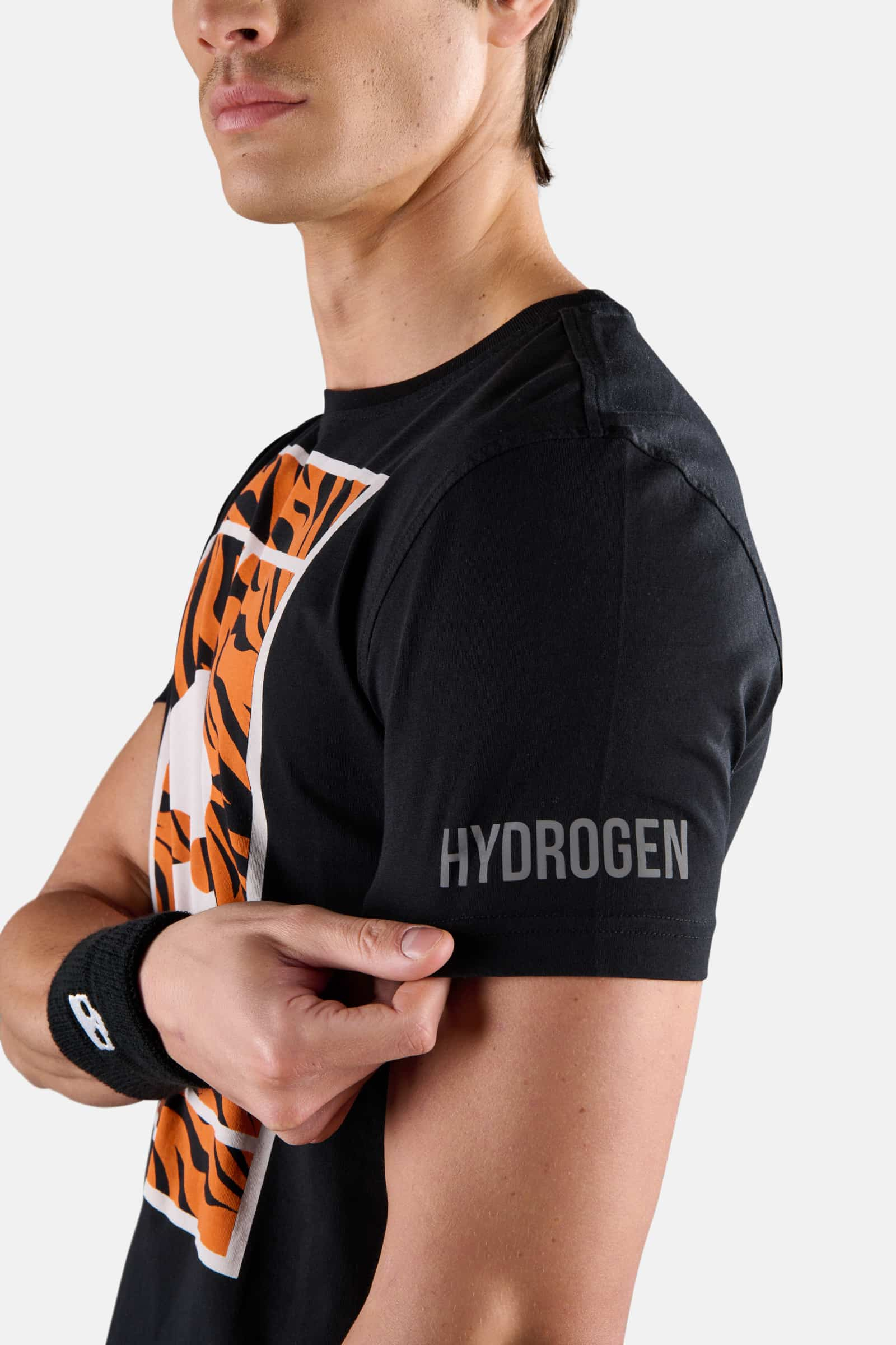 T-SHIRT IN COTONE COURT - BLACK,ORANGE TIGER - Abbigliamento sportivo | Hydrogen
