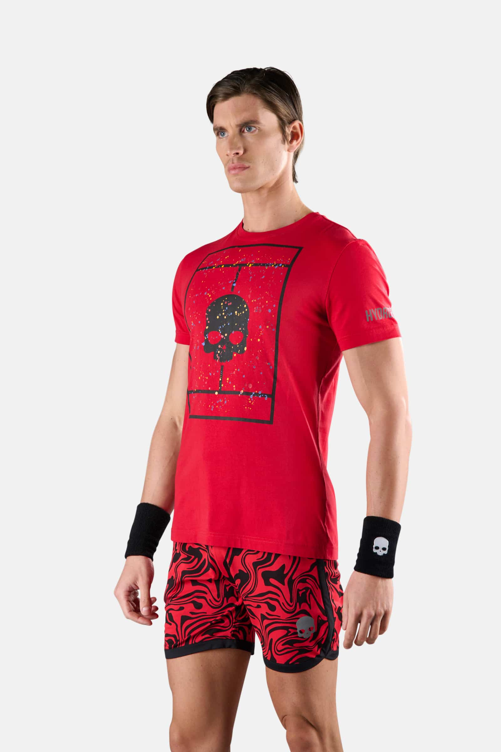 TENNIS COURT COTTON TEE - RED PAINT - Hydrogen - Luxury Sportwear