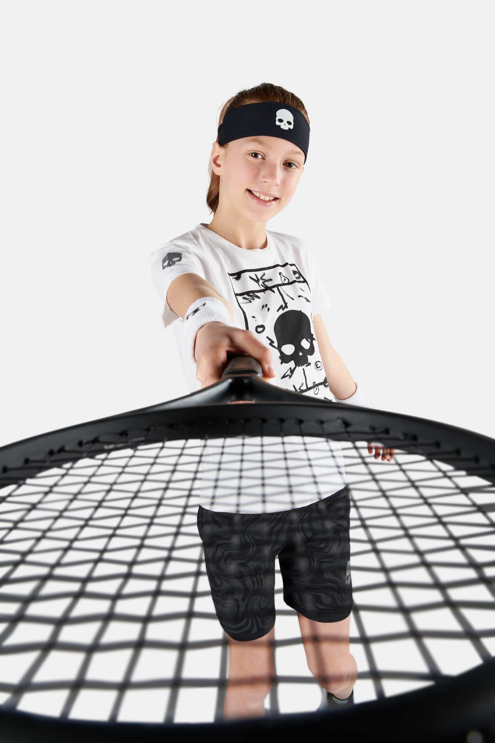TENNIS COURT COTTON TEE - WHITE,SPRAY ART - Hydrogen - Luxury Sportwear