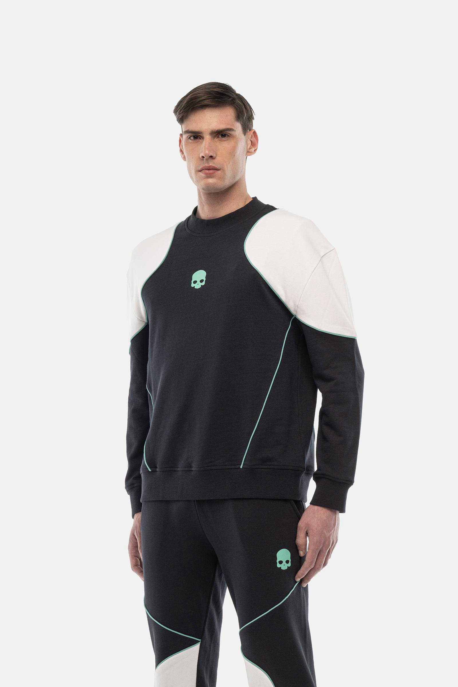 PIPING CREWNECK SWEATSHIRT - BLUE - Hydrogen - Luxury Sportwear