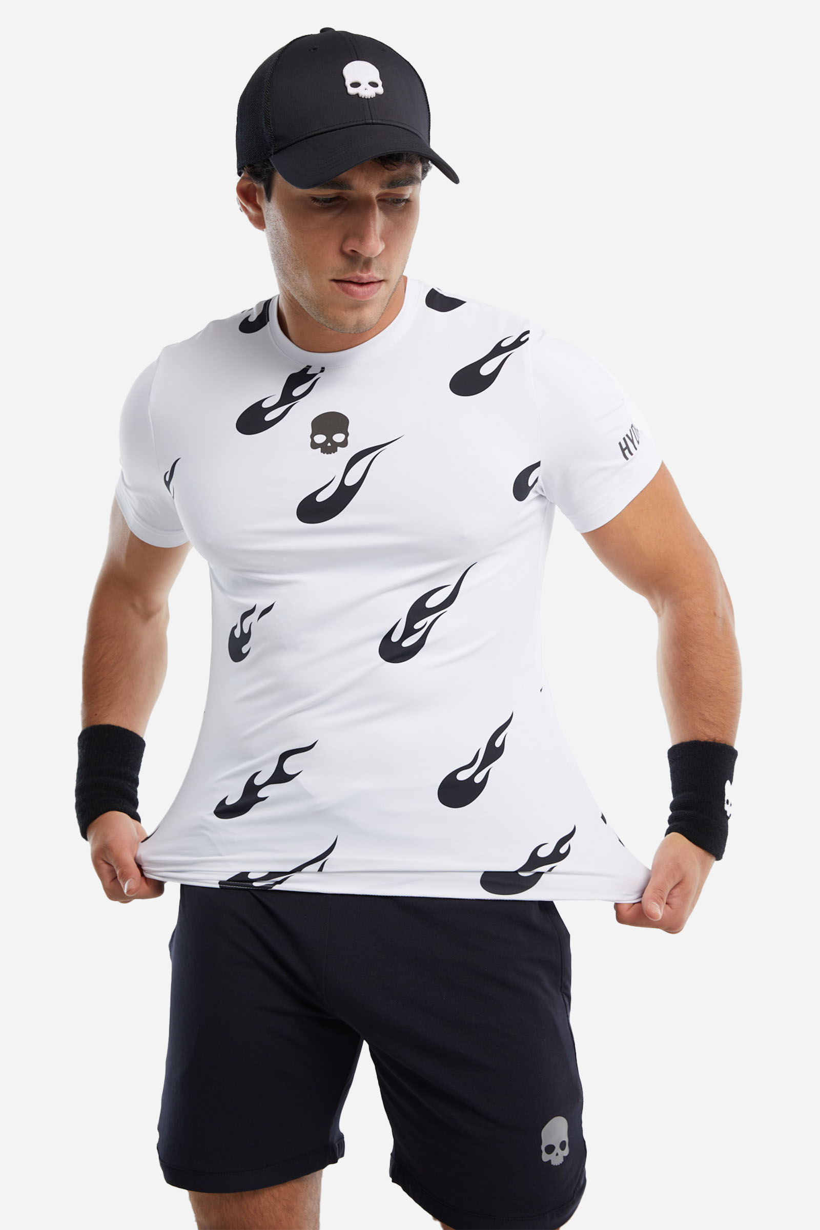 FLAMES TECH T-SHIRT - WHITE,BLACK - Hydrogen - Luxury Sportwear